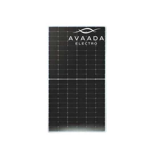 A rectangular Avaada solar panel with a black grid pattern and the brand name 'AVAADA ELECTRO' printed at the top, shown against a plain white background.
