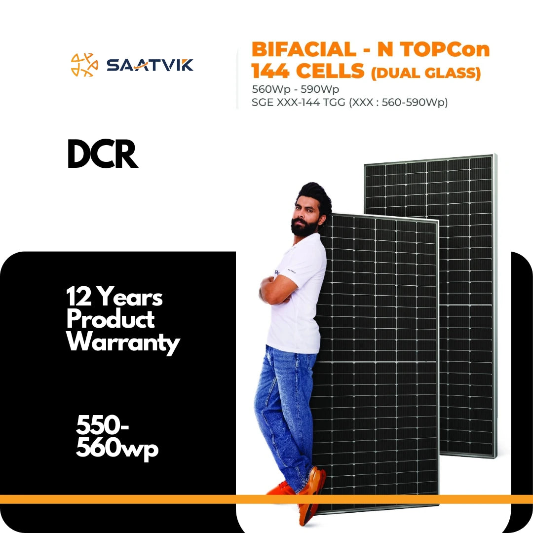 Saatvik Solar 550-560 Wp DCR Bifacial n-type TOPCon Solar Panels