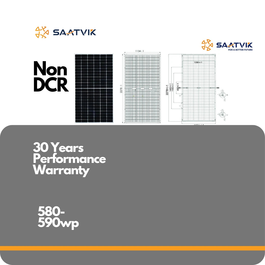 Saatvik Solar 580-590 Wp Non DCR Bifacial n-type TOPCon Solar Panels