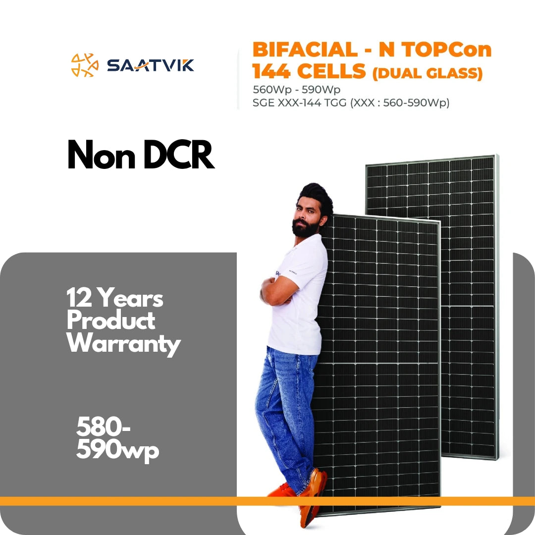 Saatvik Solar 580-590 Wp Non DCR Bifacial n-type TOPCon Solar Panels