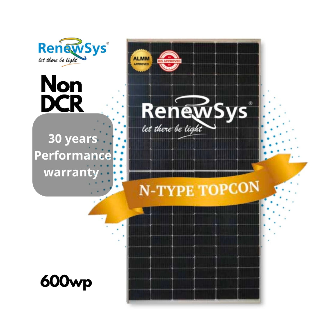 Renewsys 600 Wp Non DCR Bifacial Solar panel with N-type TOPCon cells