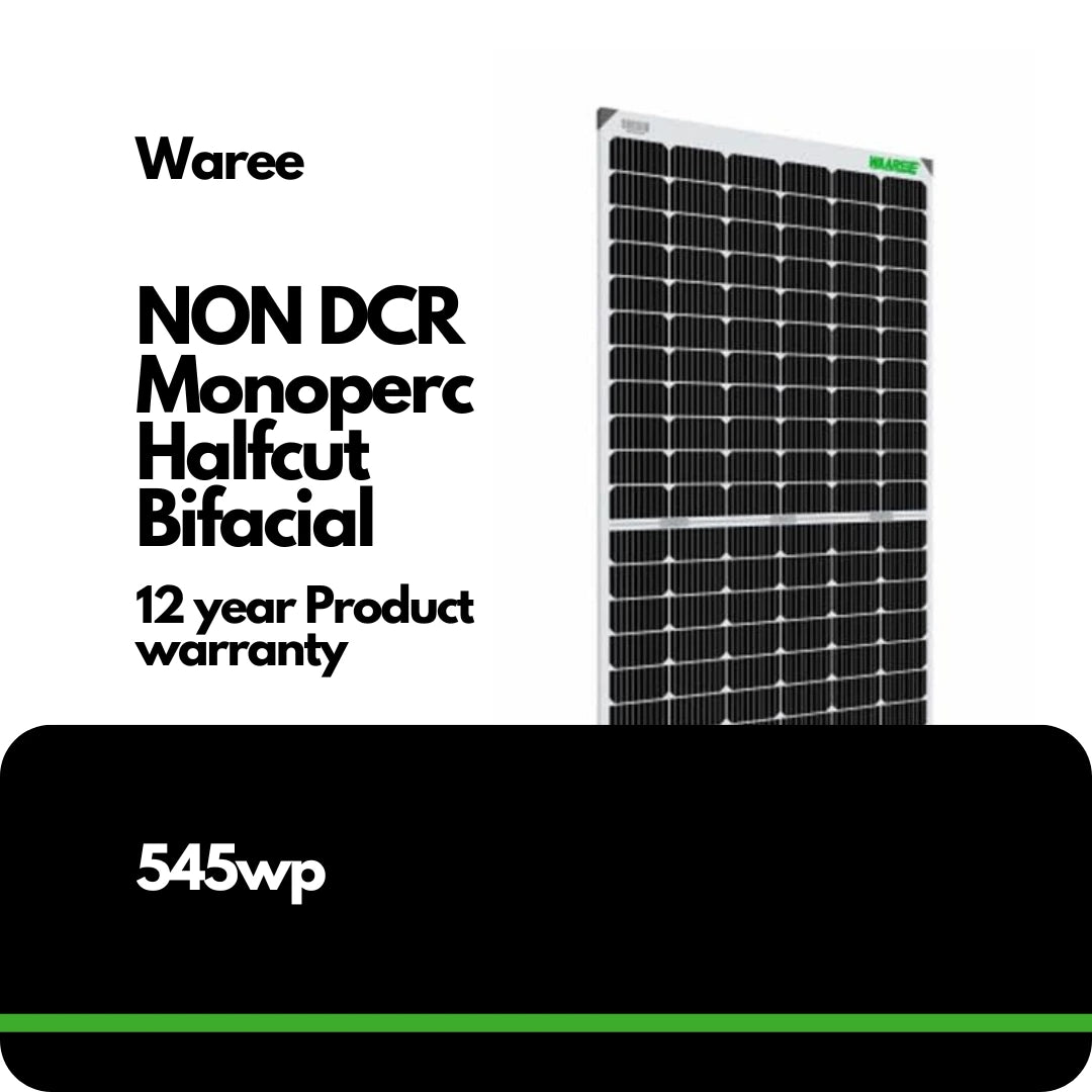 Waree Solar Panel Non DCR Bifacial Mono Perc Halfcut 545W