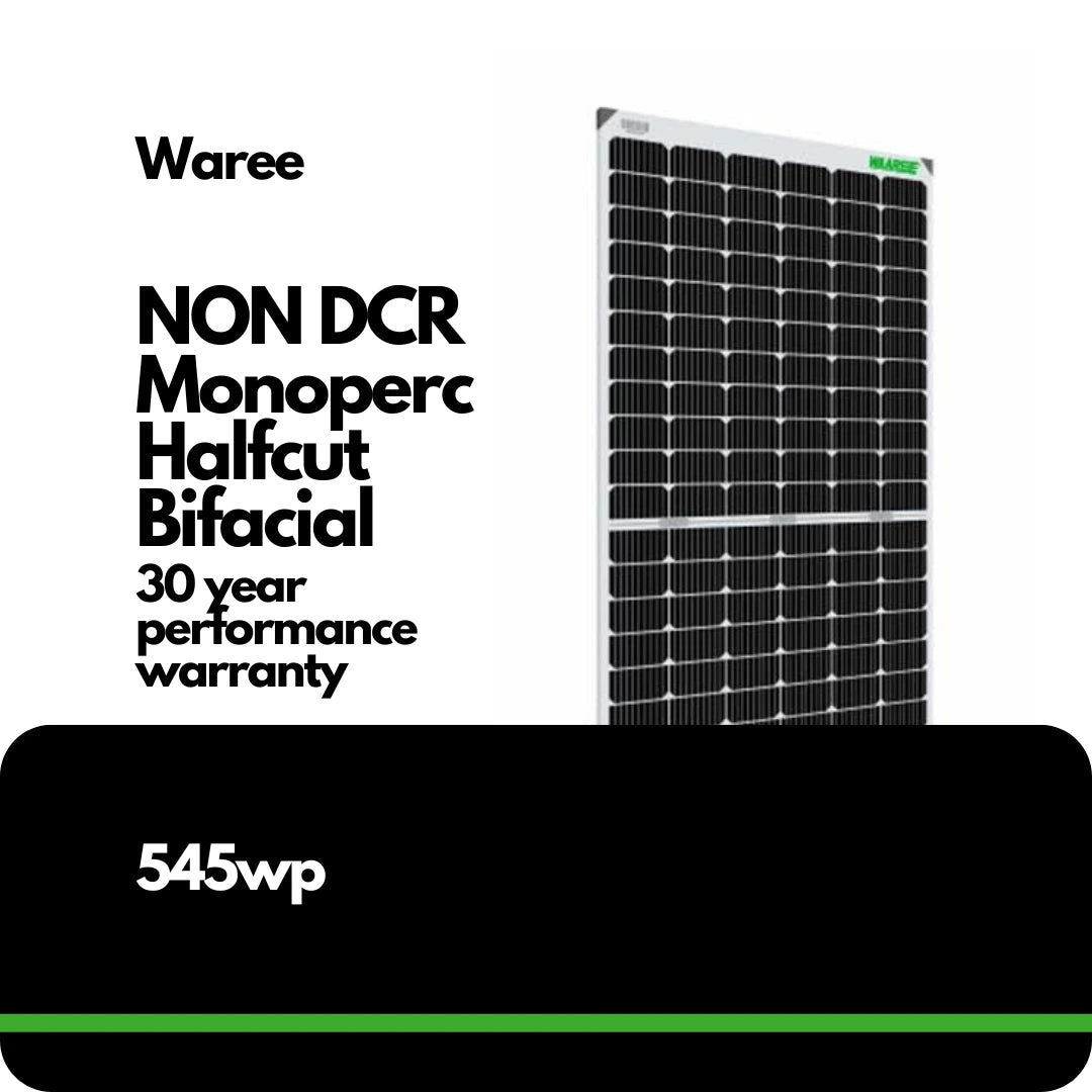 Waree Solar Panel Non DCR Bifacial Mono Perc Halfcut 545W