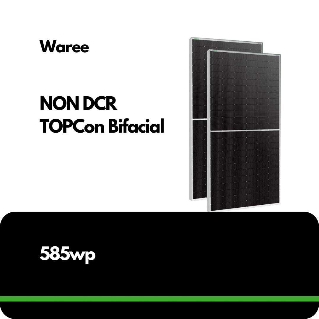 WAAREE 585Wp 144Cells 24 N-Type Dual Glass Bifacial Non-DCR Solar Module